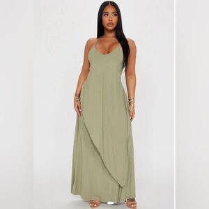 Fashion Nova Sage Green Maxi Dress